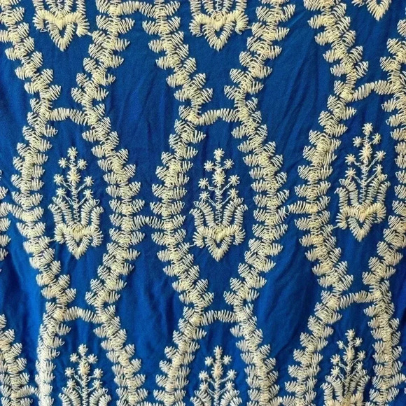 Solitaire Blue Embroidered Blouse Women's Large - Picture 2 of 8